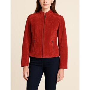 Valerie Stevens Red Suede Leather Jacket Women’s M